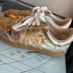 MIA Gold Metallic Sneakers with White Laces size 8